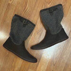 UGG dark brown and tan Knit Boots